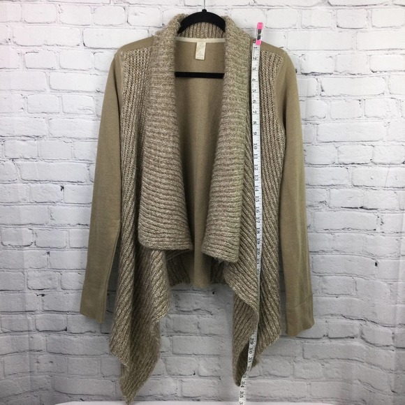 PrAna Tan Waterfall Wool Blend Knit Long Sleeve Open Cardigan Women’s Size M - Picture 10 of 15